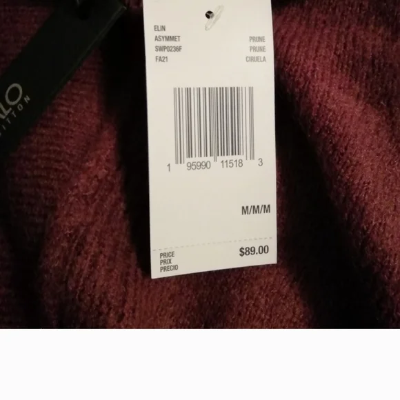 Buffalo David Bitton Elin Asymmetrical Sweater Medium Color Prune - Picture 5 of 7